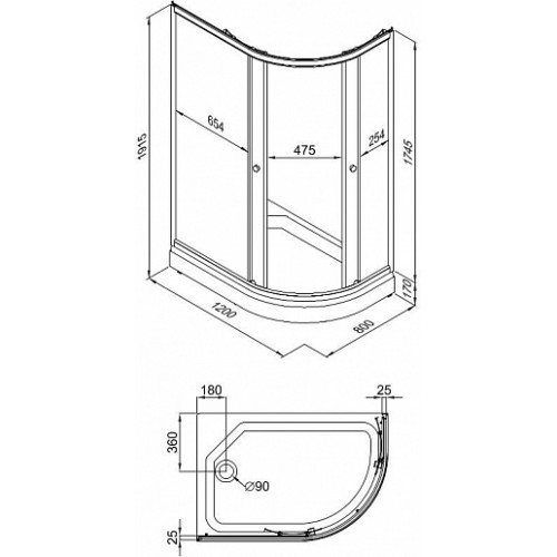 Triton  Душевой уголок Риф А 120x80 L