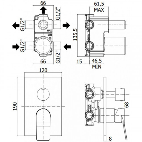 Смеситель для душа Paffoni Tilt TI019ST/M сталь