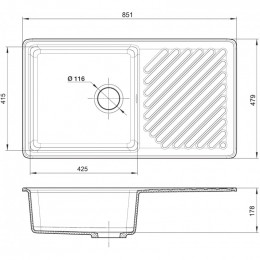 Мойка кухонная GranFest Quarz GF-ZL-53 черный