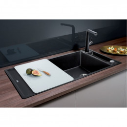 Кухонная мойка Blanco Axia III XL 6 S 525857, черный, разделочная доска из безопасного стекла