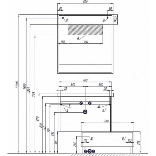 Акватон Комод Капри 80 белый