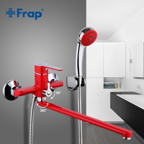 Смеситель для ванны Frap F2243 красный/хром