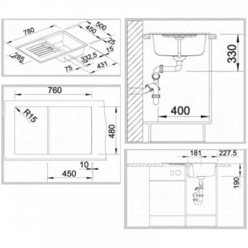 Мойка Blanco Zia 45S 514725, алюметаллик, 78*50 см