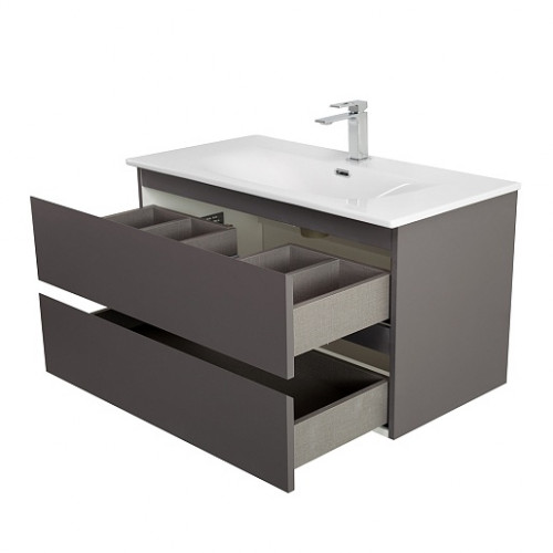 BelBagno Тумба с раковиной Kraft 90 подвесная Темно-Серый матовый с раковиной BB-8099-90