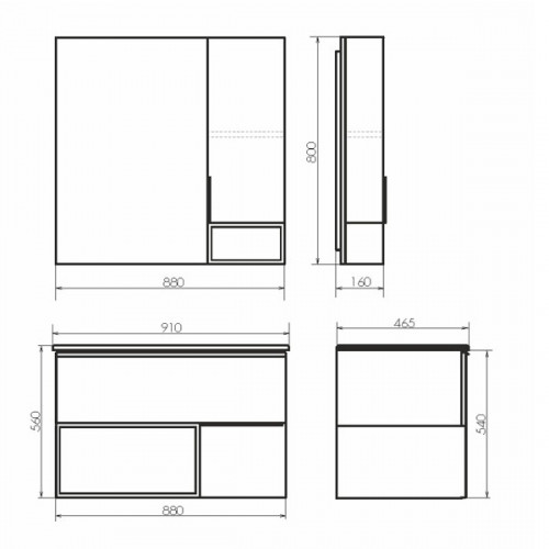 Зеркальный шкаф Comforty Франкфурт-90 00-00006504 бетон светлый