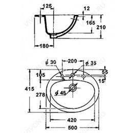 Jacob Delafon Раковина Ovale Minima E1358