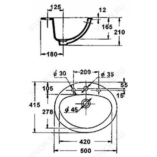 Jacob Delafon Раковина Ovale Minima E1358
