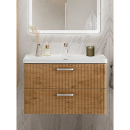 BelBagno Тумба с раковиной Due 80 подвесная Rovere Nature ручки Хром полированный