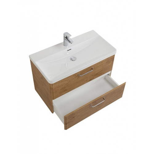 BelBagno Тумба с раковиной Due 80 подвесная Rovere Nature ручки Хром полированный