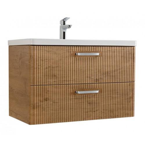 BelBagno Тумба с раковиной Due 80 подвесная Rovere Nature ручки Хром полированный