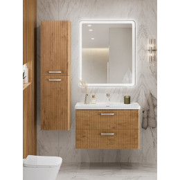 BelBagno Тумба с раковиной Due 80 подвесная Rovere Nature ручки Хром полированный