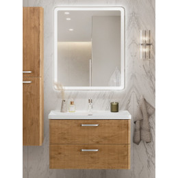BelBagno Тумба с раковиной Due 80 подвесная Rovere Nature ручки Хром полированный