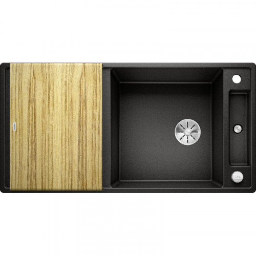 Кухонная мойка Blanco Axia III XL 6 S 525858, черный, разделочный столик из ясеня