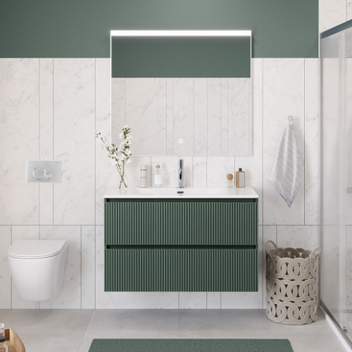 BelBagno Тумба с раковиной Uno 100 подвесная Еловый матовый с раковиной BB-8099-100