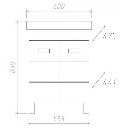 Onika Тумба с раковиной Балтика-Квадро Black 60 напольная белая