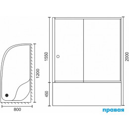 Royal Bath Душевой уголок RB 8120BK-T-BL 120х80х200 R