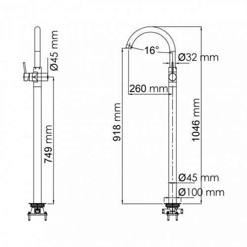 Смеситель напольный для раковины WasserKRAFT Main 4153 хром