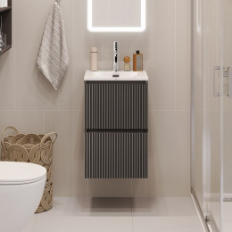 BelBagno Тумба с раковиной Uno mini 40 подвесная Темно-Серый матовый с раковиной BB-8099-3-40