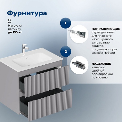 Aquanet Мебель для ванной Джейн 2.0 120 Flat подвесная графит матовый