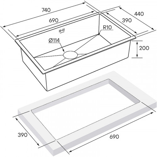 Мойка для кухни Paulmark Gerberg Uni PM257444-BS 74 брашированная сталь