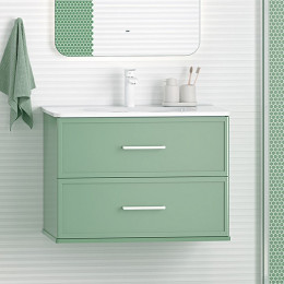 Brevita Тумба с раковиной Verde 70 подвесная зеленая