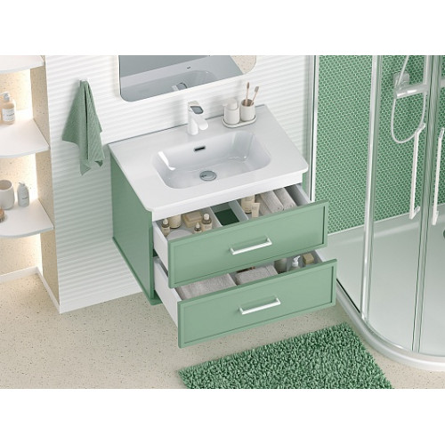 Brevita Тумба с раковиной Verde 70 подвесная зеленая
