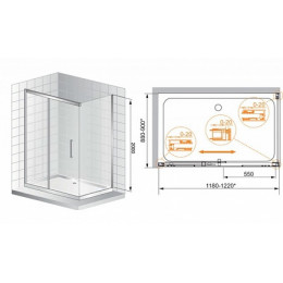 Cezares Душевой уголок PREMIER-SOFT-W-AH-1-120/90-C-Cr-IV