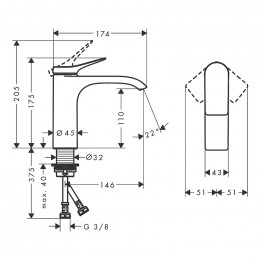 Смеситель для раковины Hansgrohe Vivenis 75022670 черный матовый