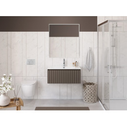 BelBagno Тумба с раковиной Uno 80 с 1 ящиком подвесная Бежевый матовый с раковиной BB-8099-3-80