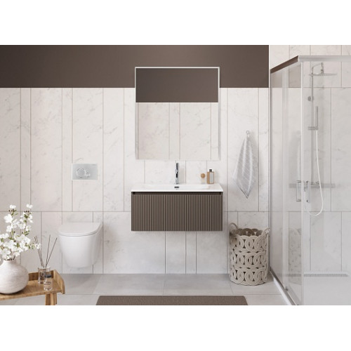 BelBagno Тумба с раковиной Uno 80 с 1 ящиком подвесная Бежевый матовый с раковиной BB-8099-3-80