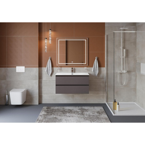 BelBagno Тумба с раковиной Kraft 100 подвесная Темно-Серый матовый с раковиной BB-8099-100