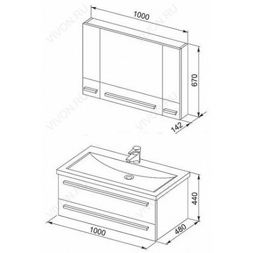 Aquanet Мебель для ванной Нота 100 камерино белая (230300)