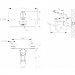 Смеситель для ванны с коротким изливом Bravat Drop F64898C-01A