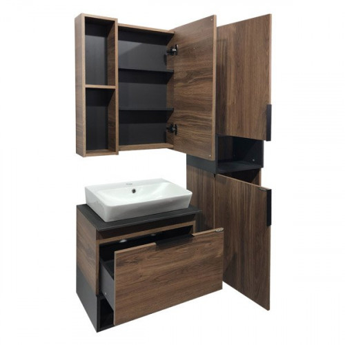Зеркальный шкаф Comforty Штутгарт-60 дуб тёмно-коричневый 00004151036