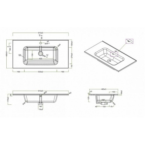 BelBagno Тумба с раковиной KRAFT 900 Rovere Tabacco