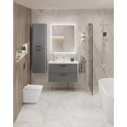 BelBagno Тумба с раковиной Due 80 подвесная Сатин ручки Матовый атласный никель