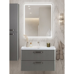 BelBagno Тумба с раковиной Due 80 подвесная Сатин ручки Матовый атласный никель