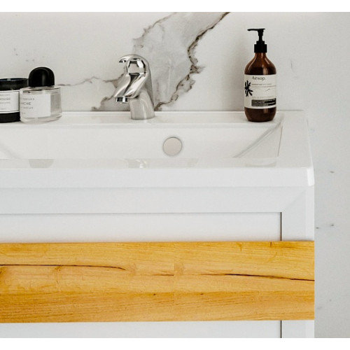 Бриклаер Мебель для ванной Берлин 80 белая с ручкой дуб золото