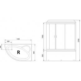 Royal Bath Душевая кабина ALP RB 140ALP-T-BL-R 140x95 R стекло прозрачное профиль черный матовый