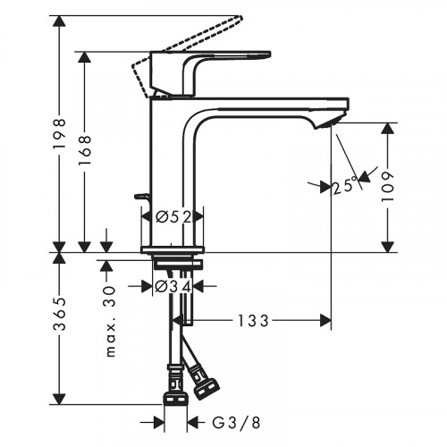 Смеситель для раковины Hansgrohe Rebris E 72560670 черный
