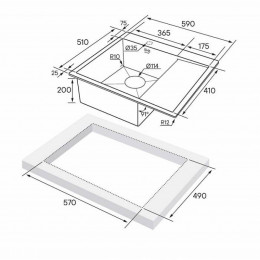 Мойка для кухни Paulmark Flank PM225951-BGL 59х51 золото