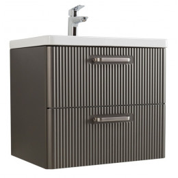 BelBagno Тумба с раковиной Due 60 подвесная Оружейная сталь ручки Матовый атласный никель