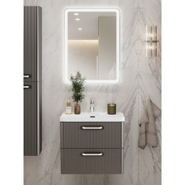 BelBagno Тумба с раковиной Due 50 подвесная Оружейная сталь ручки Белые