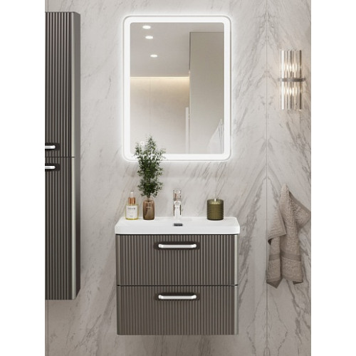 BelBagno Тумба с раковиной Due 50 подвесная Оружейная сталь ручки Белые