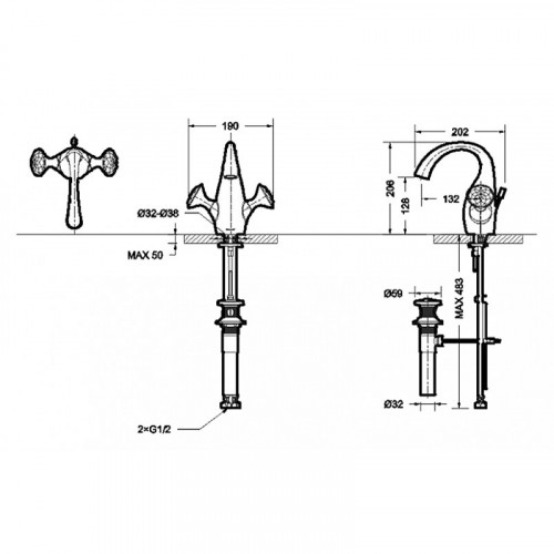 Смеситель для раковины Bravat Swan F14287C-ENG