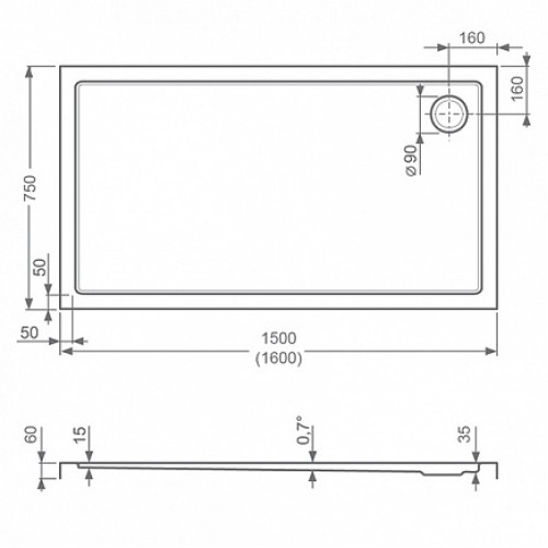 Roltechnik Душевой поддон "FLAT KVADRO 1500x750"