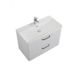 BelBagno Тумба с раковиной Due 80 подвесная Bianco Lucido ручки Матовый тёмный никель