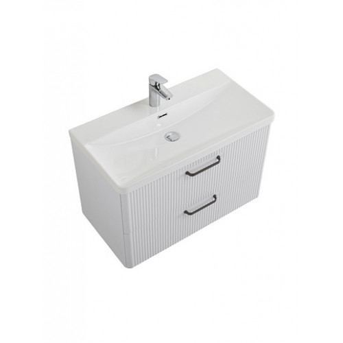 BelBagno Тумба с раковиной Due 80 подвесная Bianco Lucido ручки Матовый тёмный никель