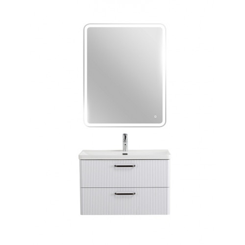 BelBagno Тумба с раковиной Due 80 подвесная Bianco Lucido ручки Матовый тёмный никель