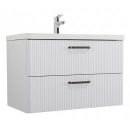 BelBagno Тумба с раковиной Due 80 подвесная Bianco Lucido ручки Матовый тёмный никель